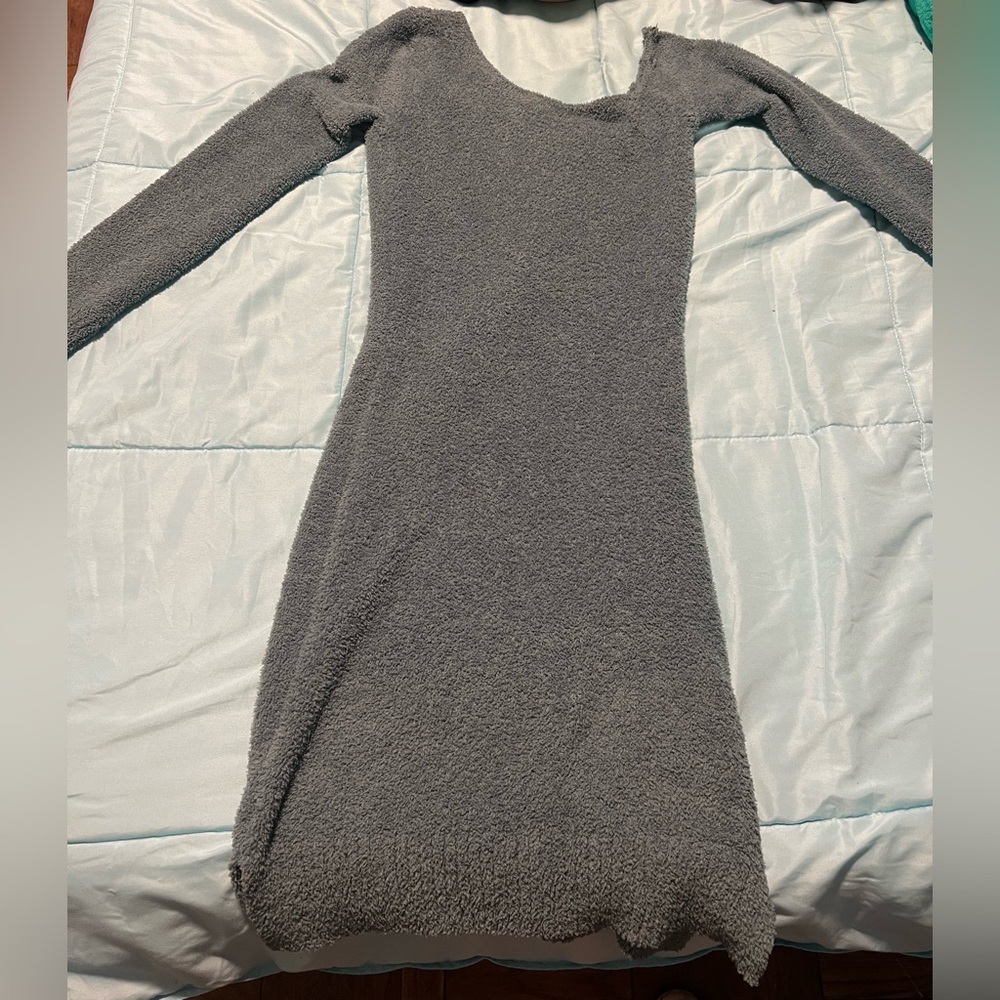 Green off the shoulder sweater dress